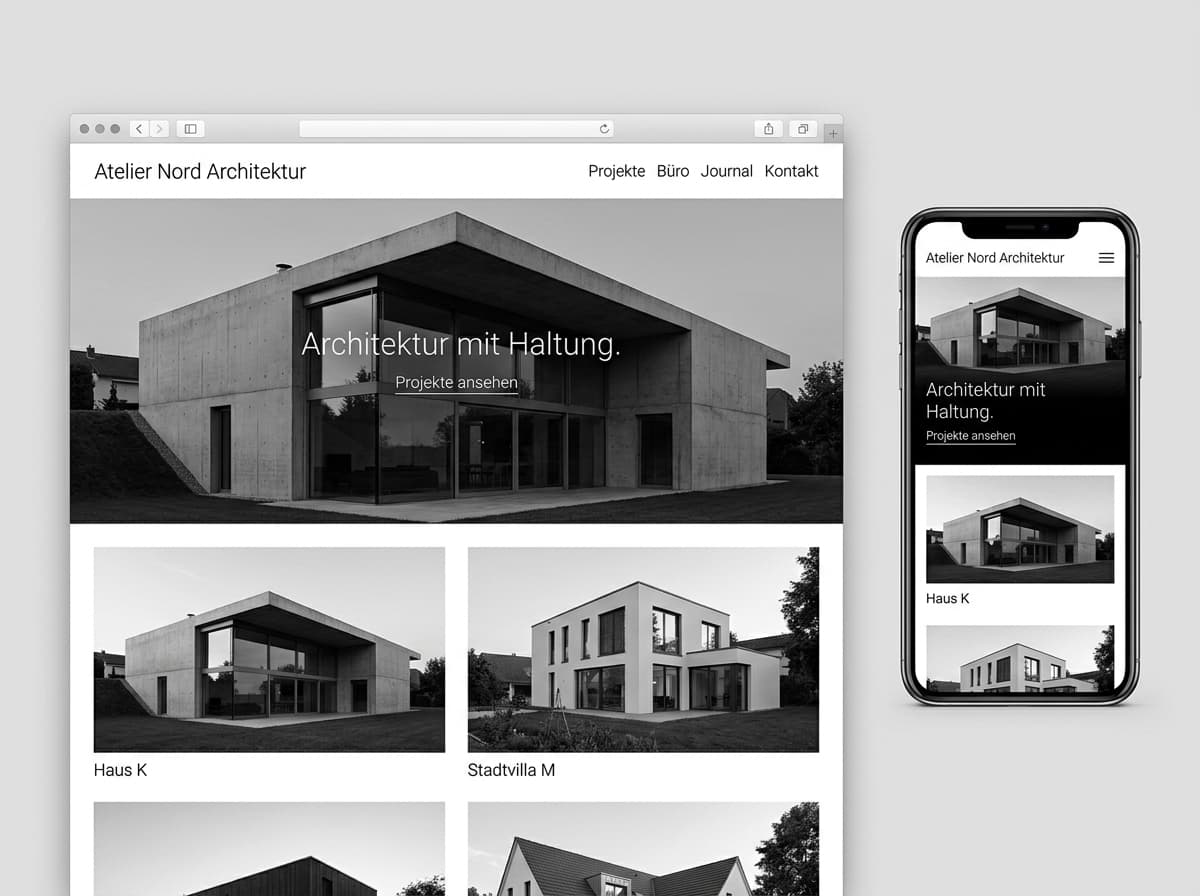Website-Beispiel für Architekturbüro (Minimalistisch)