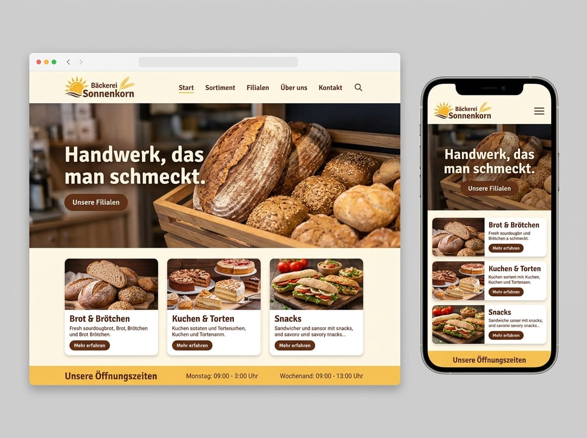 Website-Beispiel für Bäckerei (Warm & einladend)