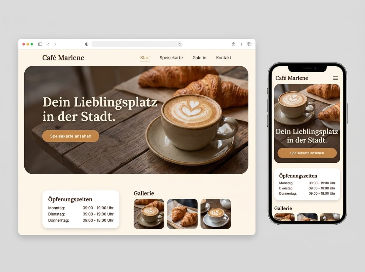 Website-Beispiel für Café (Warm & einladend)