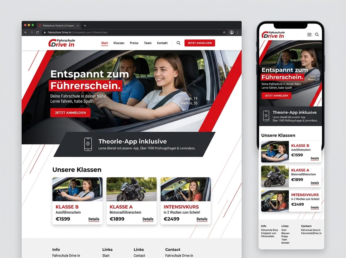 Website-Beispiel für Fahrschule (Modern & frisch)