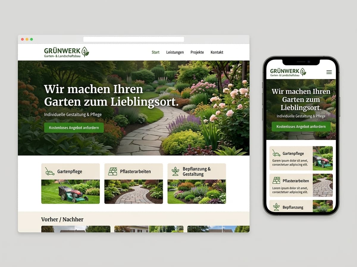 Website-Beispiel für Garten- & Landschaftsbau (Natürlich & grün)