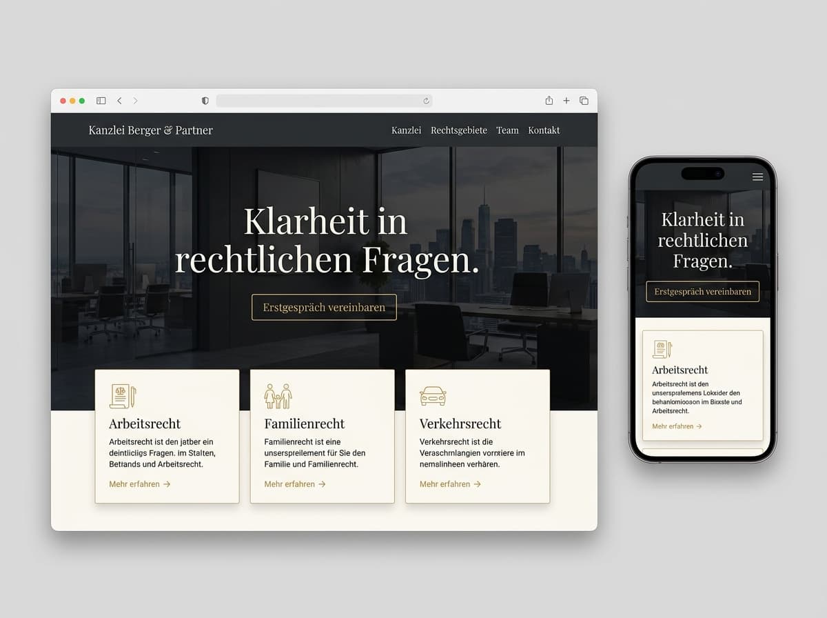 Website-Beispiel für Rechtsanwalt (Ruhig & edel)