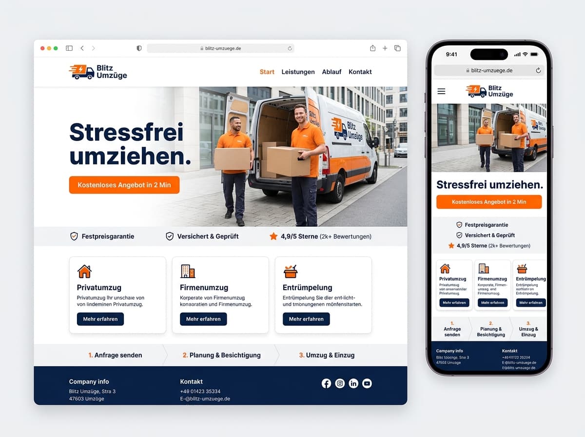 Website-Beispiel für Umzugsfirma (Modern & frisch)